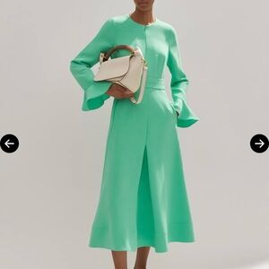 ME+EM Green Long Flared Sleeve Dress